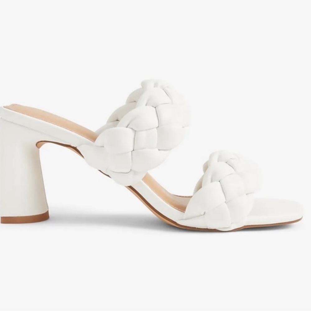 Express braided white block heel sandals. Worn a couple times. Discontinued.